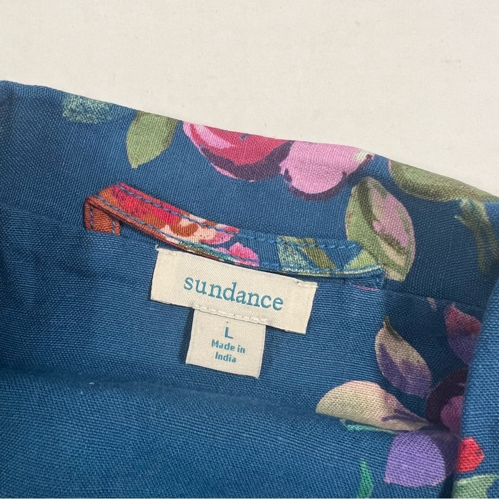 🌻NWOT sundance royal botanical topper linen blend floral trench coat in blue - Picture 6 of 13